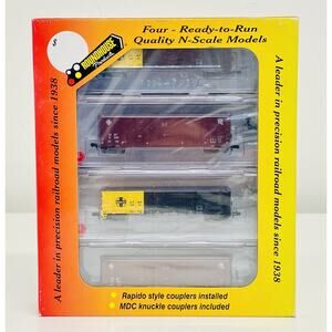 Roundhouse N Santa Fe Gondola Box Car Freight Set Four Pack 89438 New